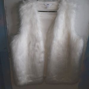Cute white fuzzy vest